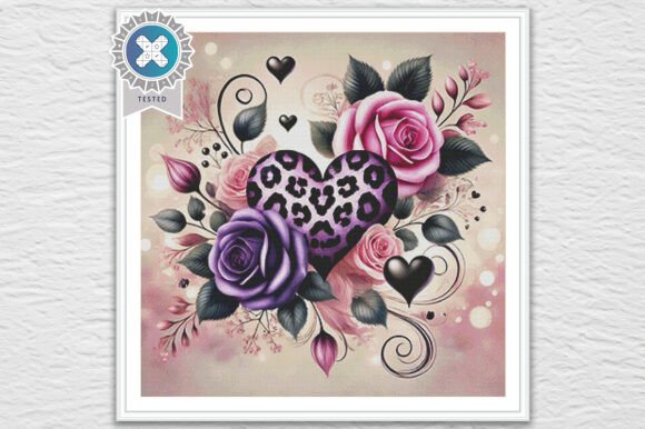 Valentine's Rose Heart Cross Stitch PDF