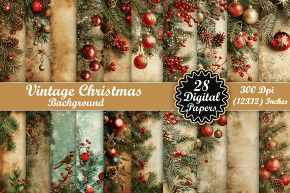 Vintage Christmas Background Bundle