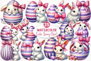 Watercolor Easter Bunny Clipart Bundle Graphic by SinaCreation ...