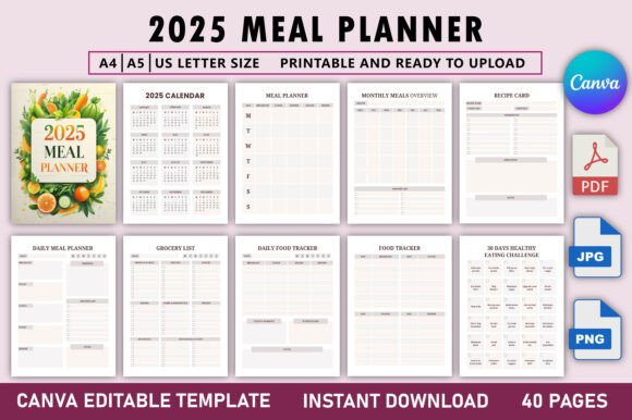 2025 Meal Planner Canva Template