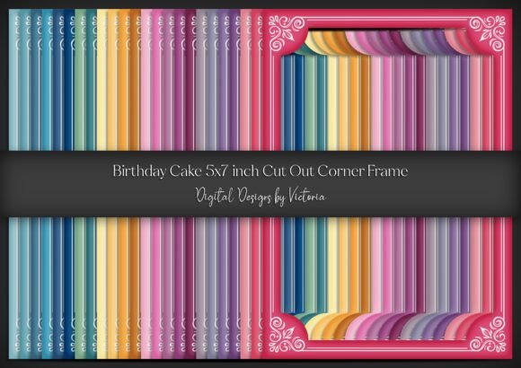 Birthday Cake 5x7 Cut out Corner Frame