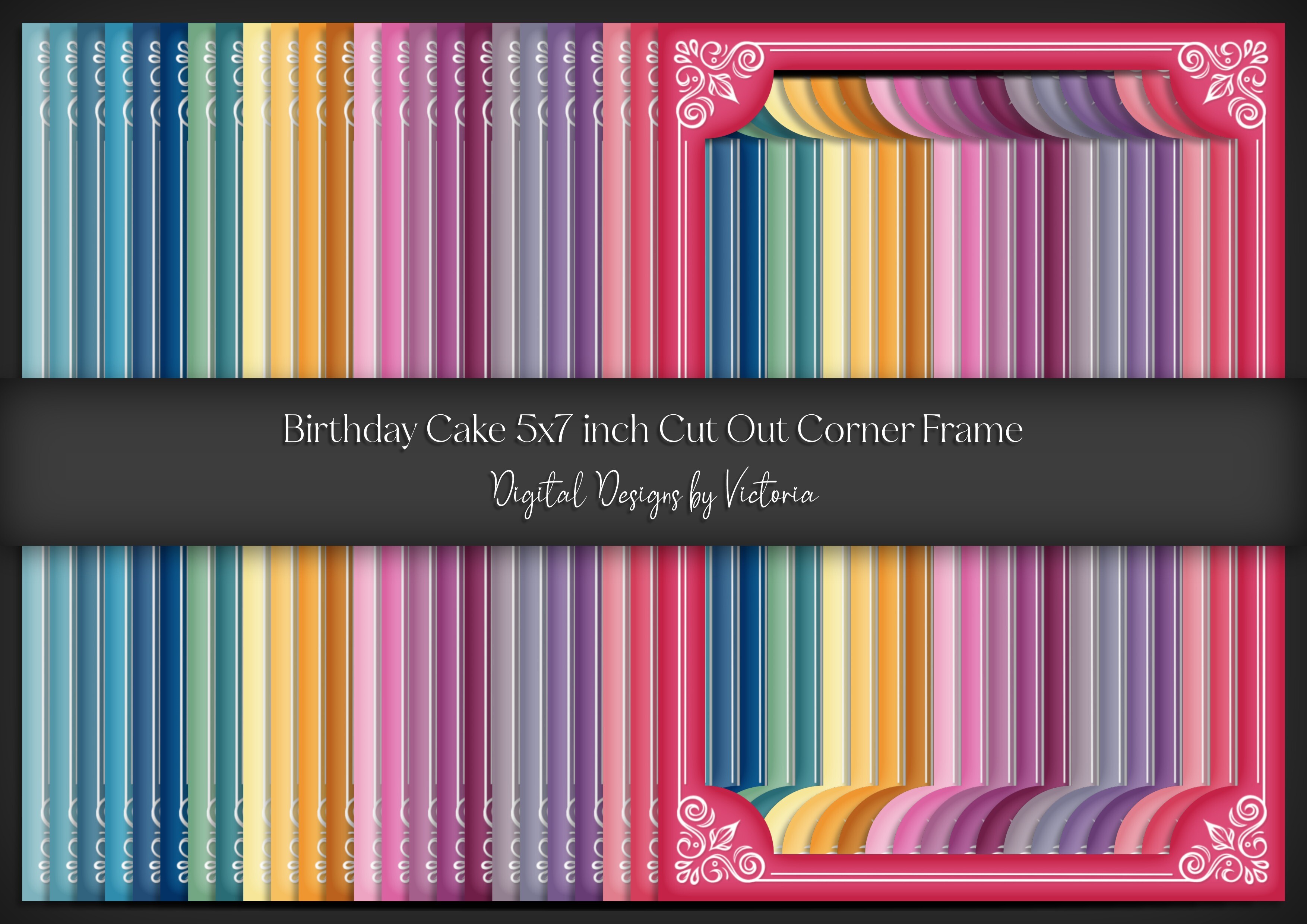 Birthday Cake 5x7 Cut out Corner Frame