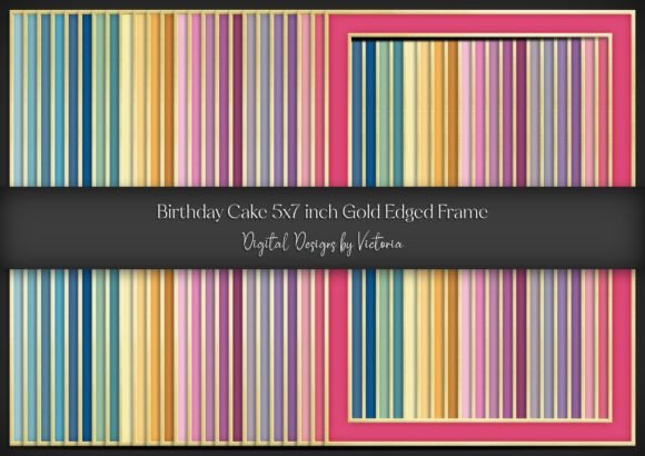 Birthday Cake 5x7 Gold Edged Frame