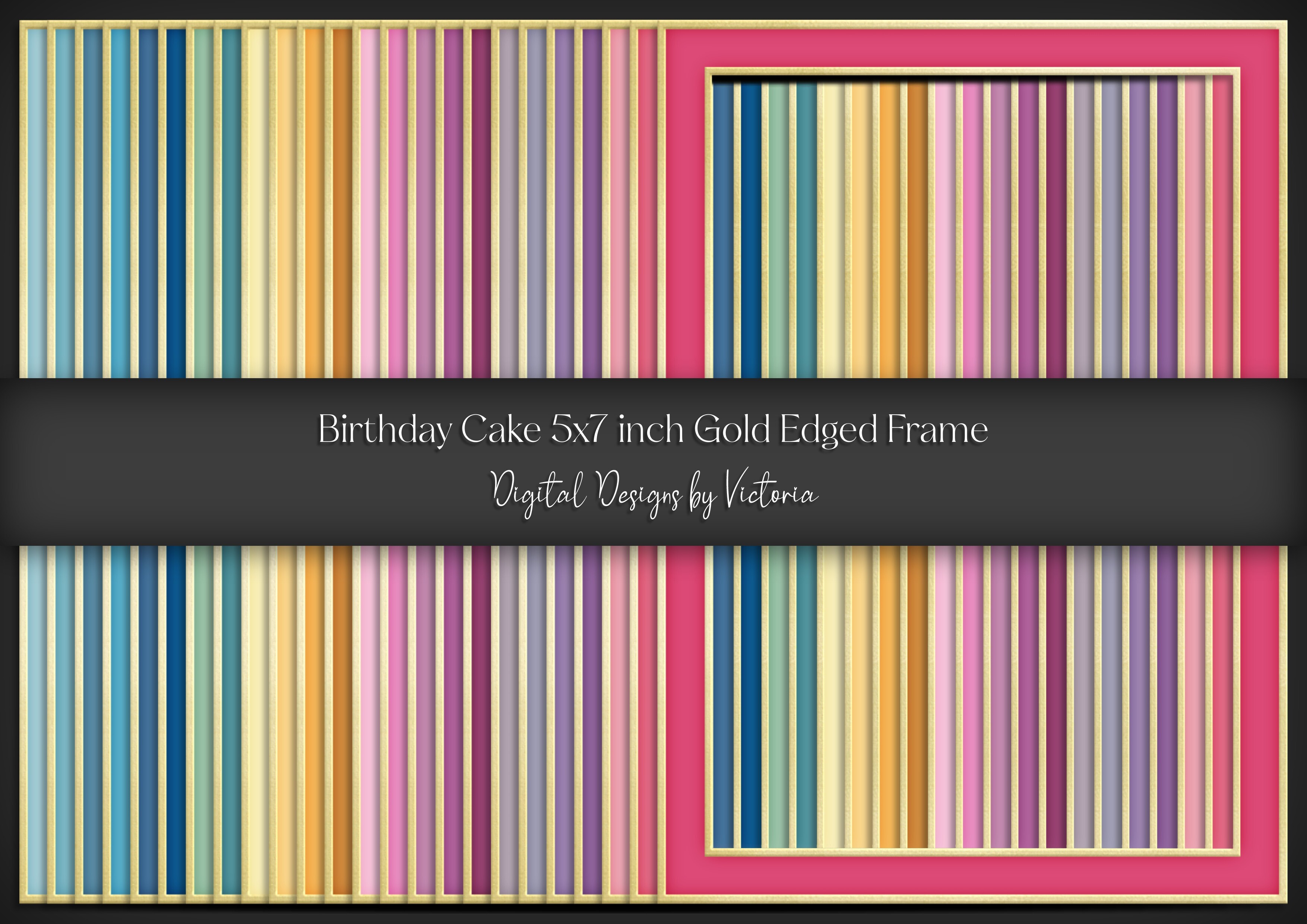Birthday Cake 5x7 Gold Edged Frame