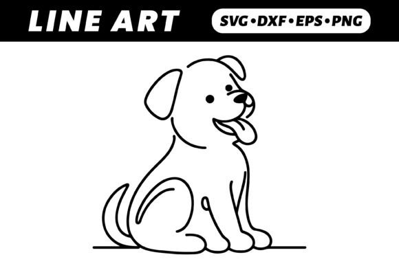 Cute Cartoon Dog Line Art Illustration