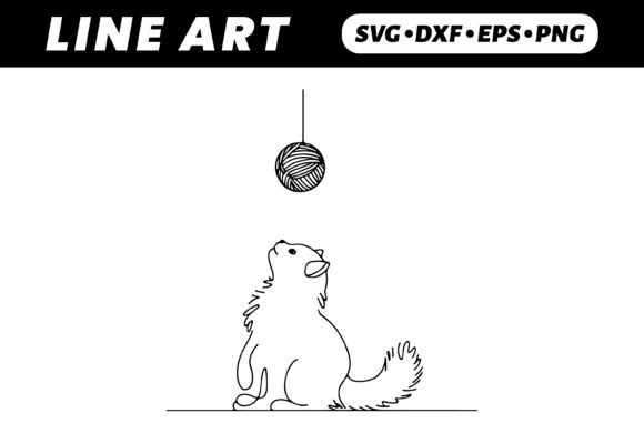 Cute Cat Watching Hanging Yarn Ball