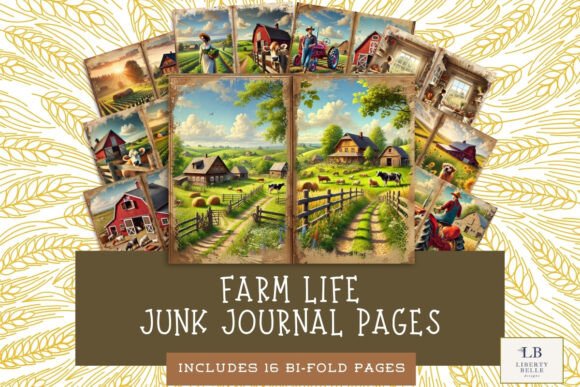 Farm Life Junk Journal Scrapbook Pages Graphic AI Graphics By Liberty Belle Designs