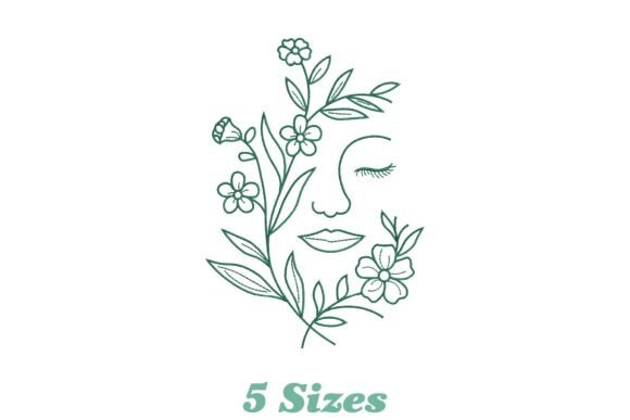 Floral Face Line Art