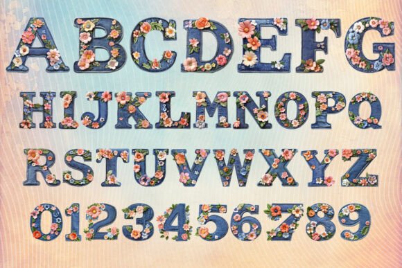 Flower Denim Jean Font - Preview 1
