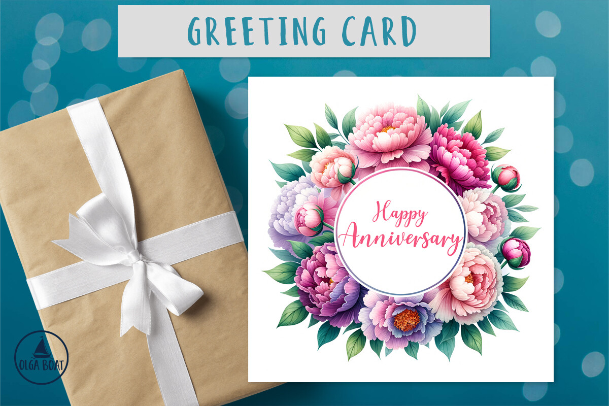 Happy Anniversary Printable Card Graphic by Olga Boat Design · Creative ...