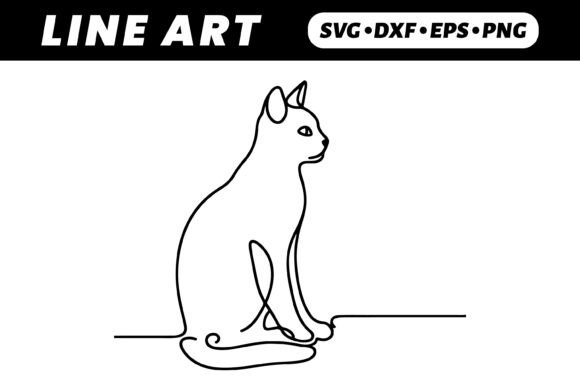 One Line Drawing: Elegant Sitting Cat