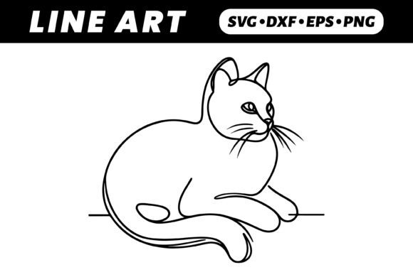 One Line Drawing: Elegant Sitting Cat