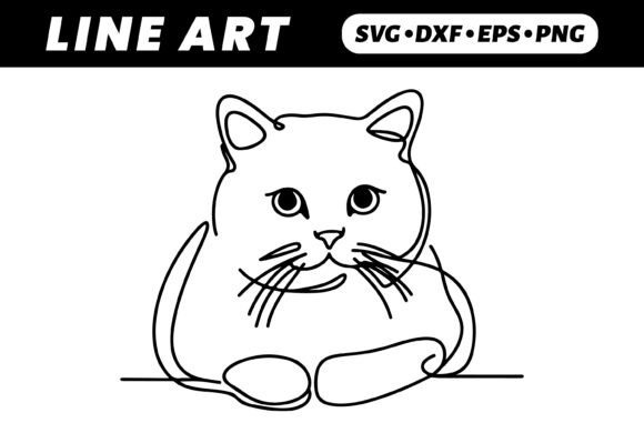 One-Line Drawing of Cute Sitting Cat