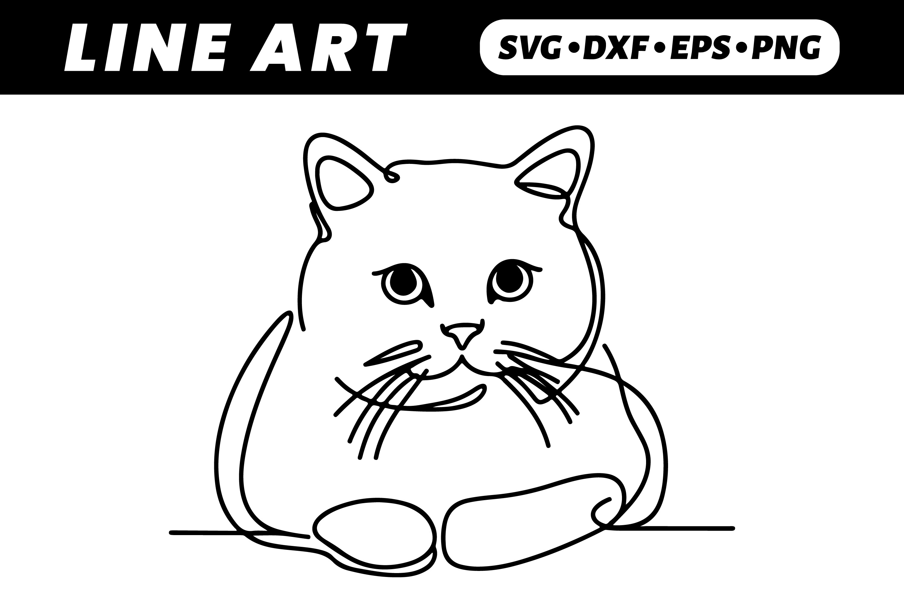 One-Line Drawing of Cute Sitting Cat
