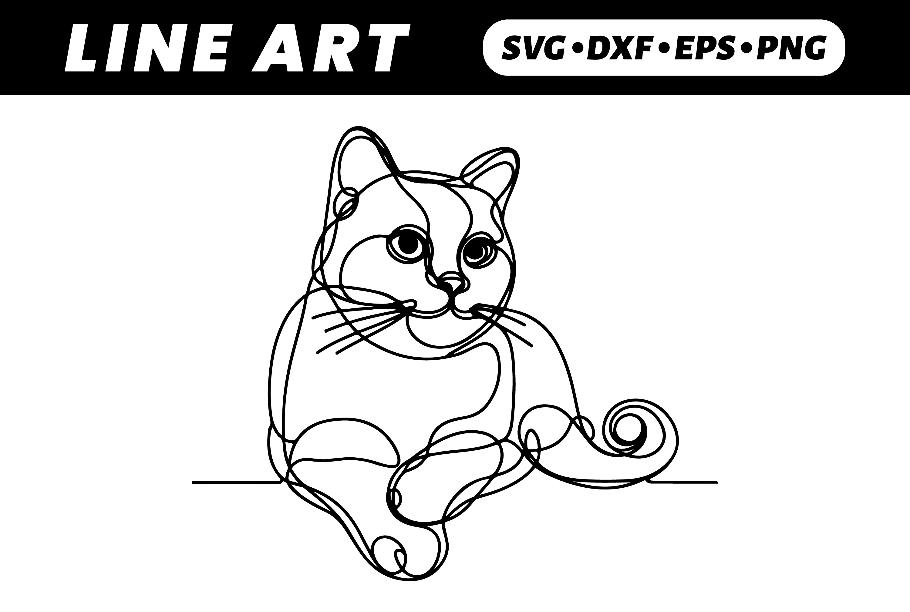 One-Line Drawing of a Cute Sitting Cat