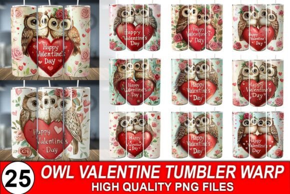 Preview of Owl Valentine Tumbler Warp Bundle Valentine sublimation design