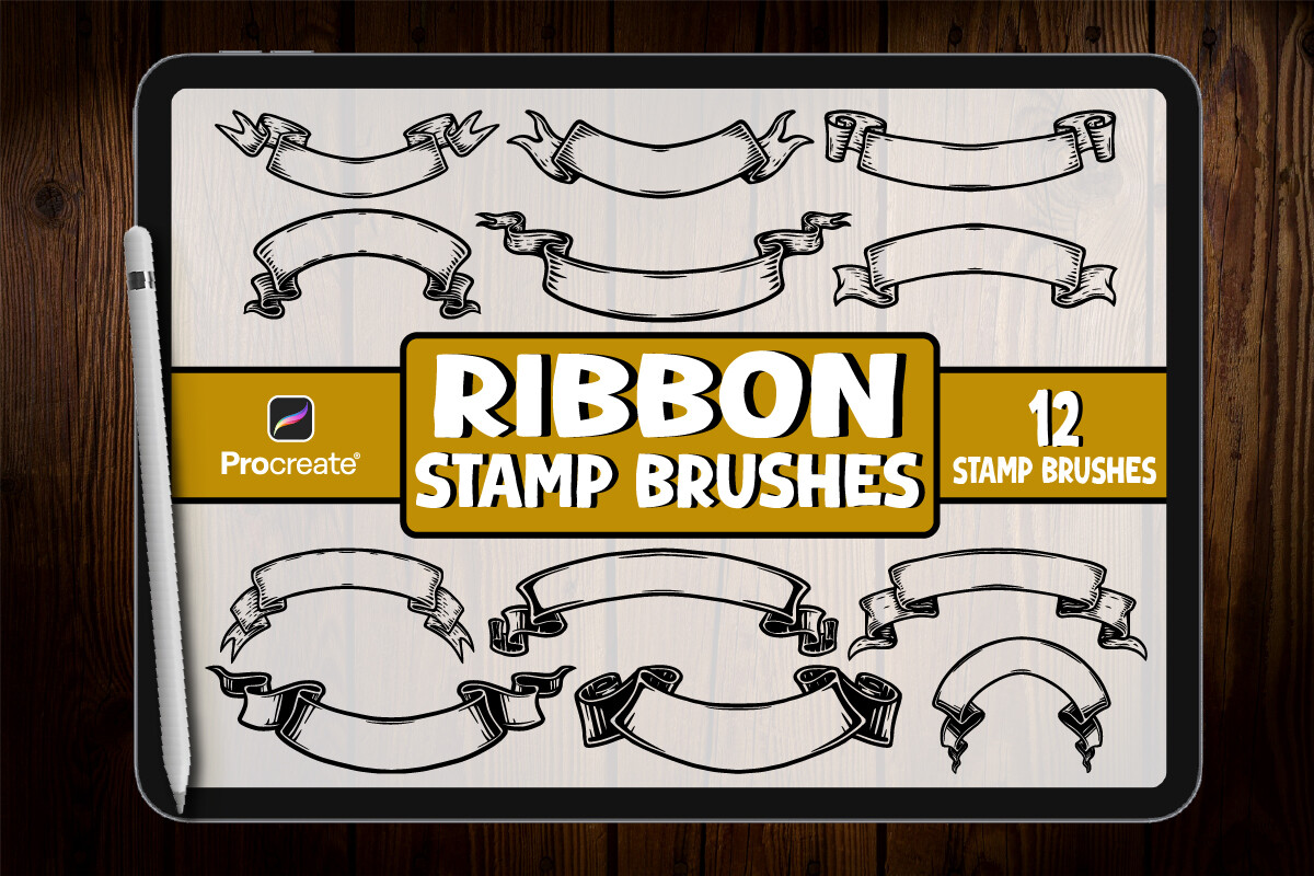 Ribbon Brush Stamp Set for Procreate Graphic by vect studio · Creative ...