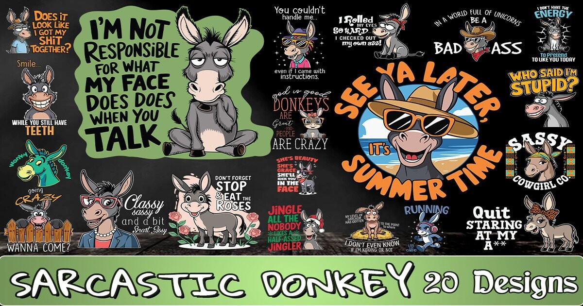 Sarcastic Donkey SVG Bundle Bundle · Creative Fabrica