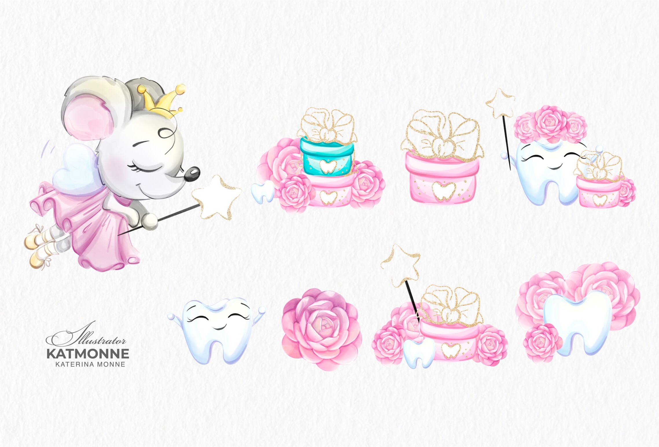 Tooth Fairy Watercolor Clip Art, Medical - photo 4