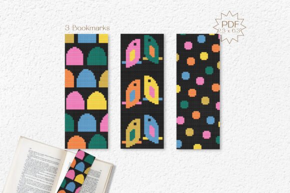 3 Abstract Cross Stitch Bookmark Pattern