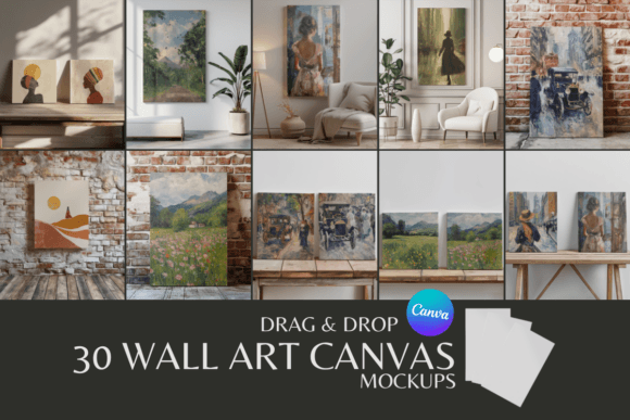 30 Wall Art Canvas Mockup - Canva Frames