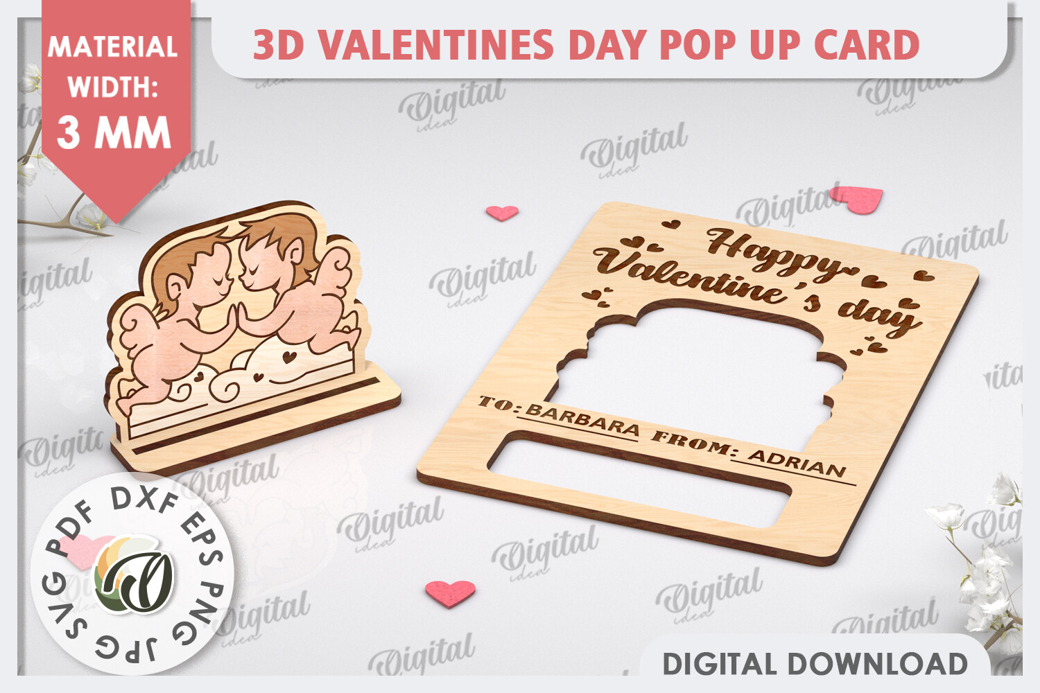 3D Valentines Day Pop Up Card Laser Cut · Creative Fabrica