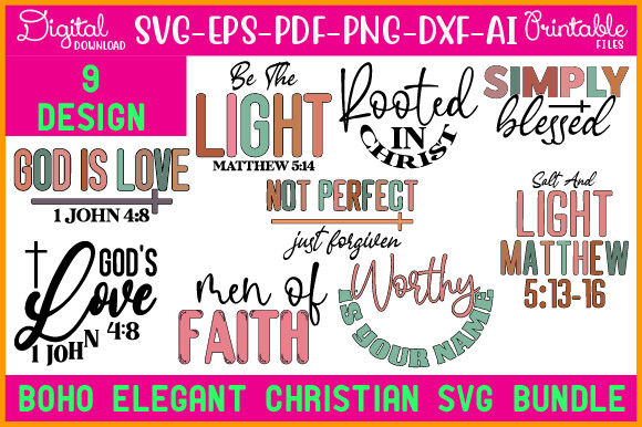 BOHO ELEGANT CHRISTIAN SVG BUNDLE Graphic by Crafthouse · Creative Fabrica
