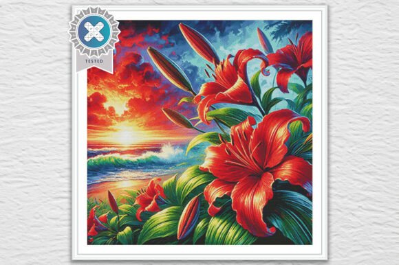 Beach Lilies Cross Stitch Pattern PDF