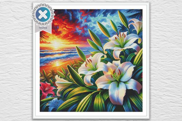 Beach Lilies Cross Stitch Pattern PDF