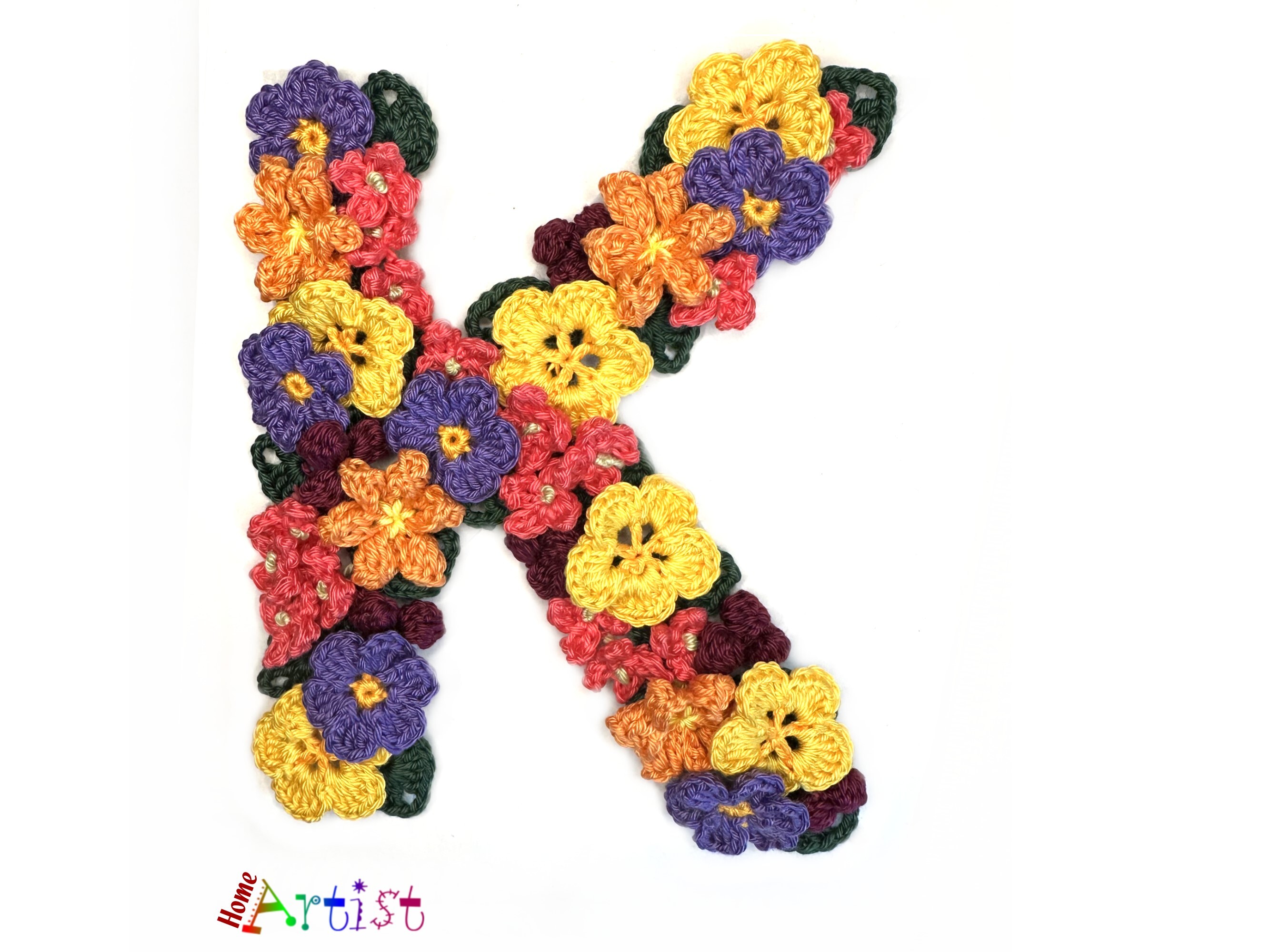 Floral Letter K Crochet Pattern