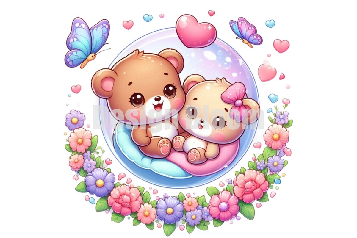 Free Trendy Cute Valentine Bear PNG Graphic by Design BLOOM · Creative ...