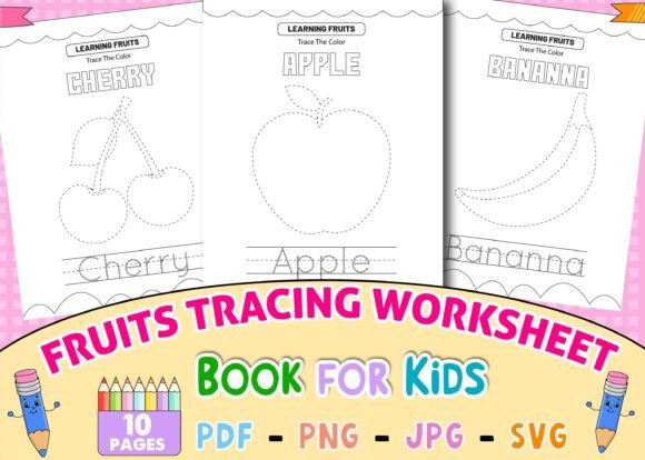 Preschool Fruits Tracing Book for Kids