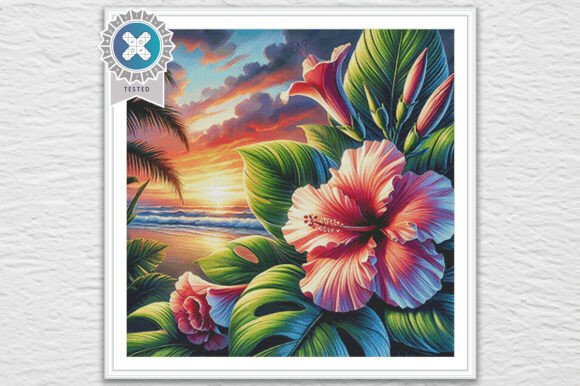 Tropical Flower Cross Stitch Pattern PDF