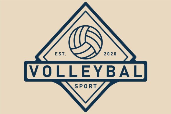 Volleyball Sport Line Art Logo Design
