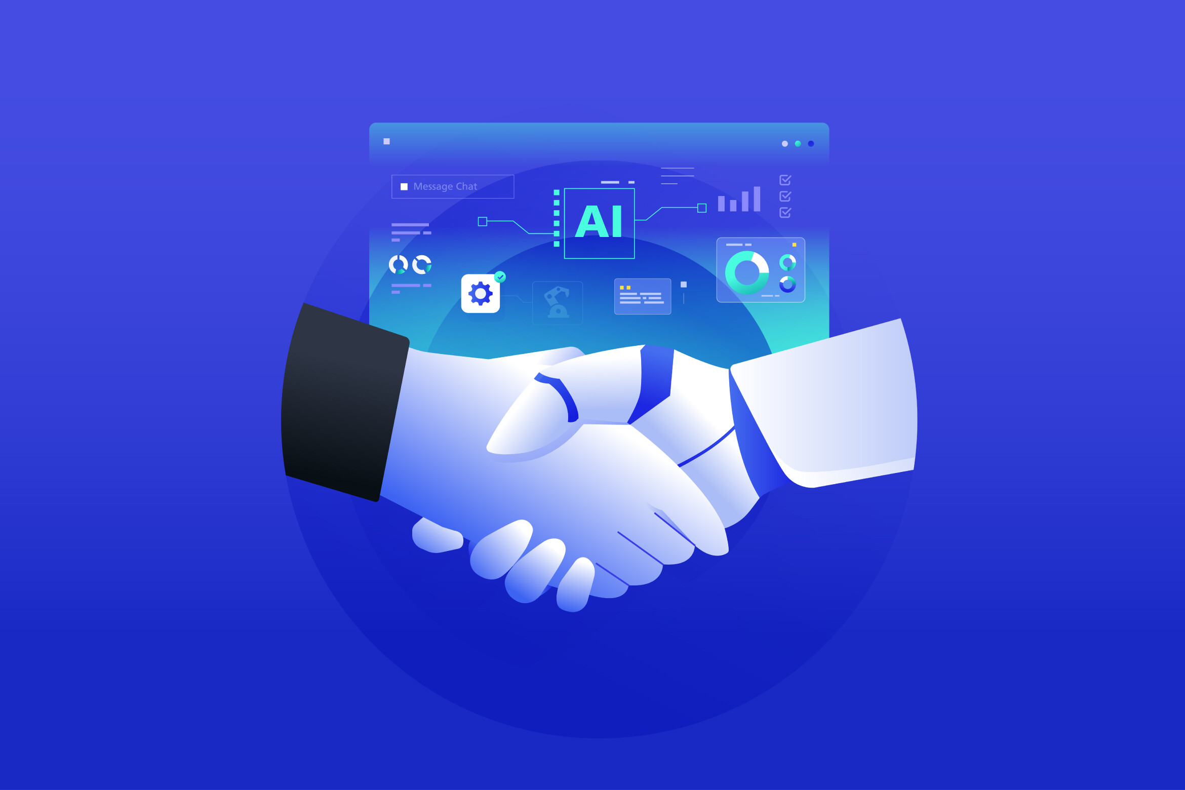 Ai Robot Handshake Collaboration Graphic by INNNI · Creative Fabrica