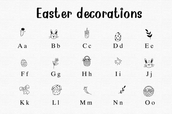 Easter Decorations Font PNG with transparent background - Preview 1