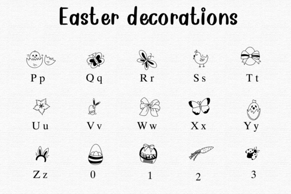 Easter Decorations Font PNG with transparent background - Preview 2