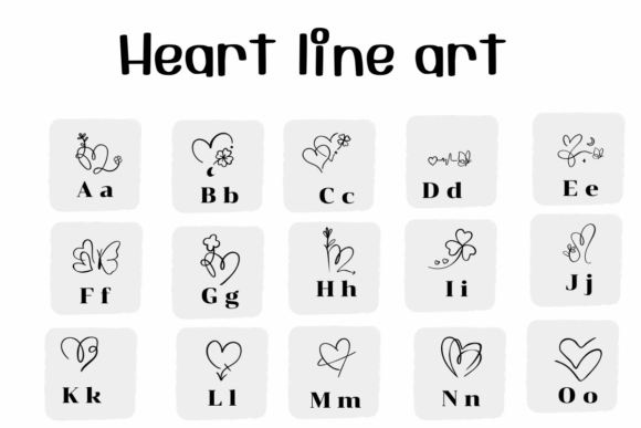Heart Line Art Font PNG with transparent background - Preview 1