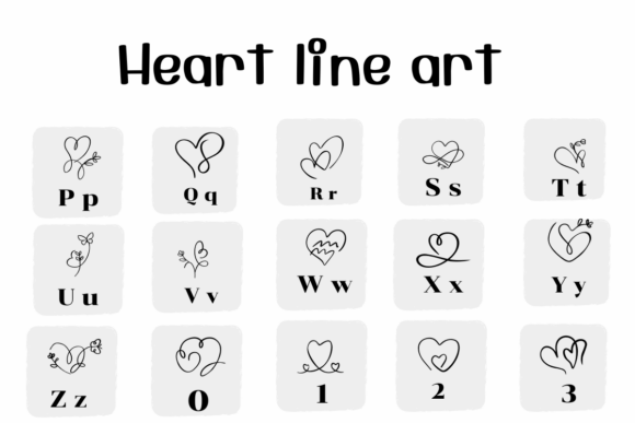 Heart Line Art Font PNG with transparent background - Preview 2