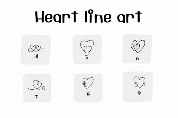 Heart Line Art Font PNG with transparent background - Preview 3