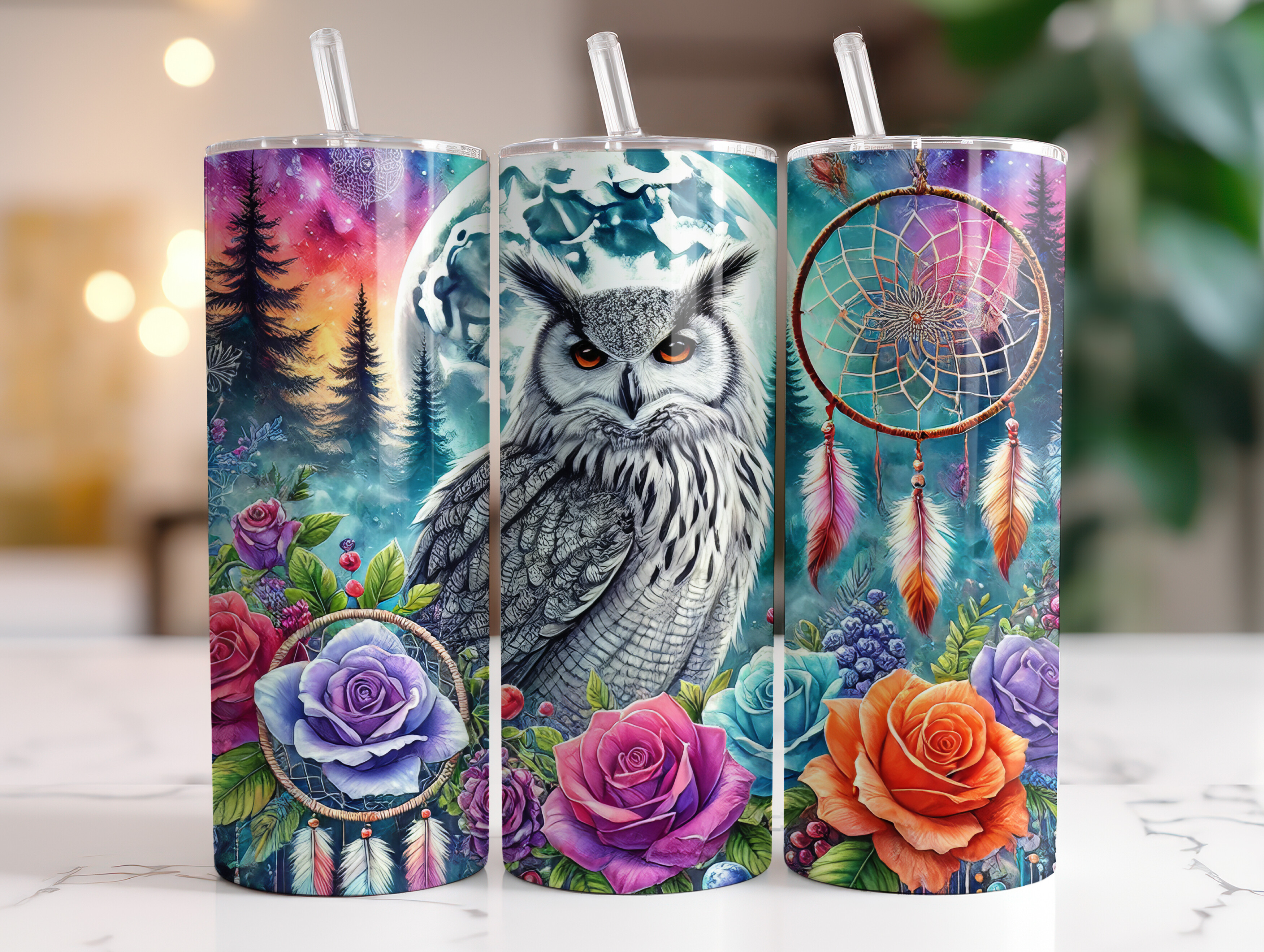 Owl Dreamcatcher 20 Oz Tumbler Wrap PNG Graphic by RahatKDP · Creative ...