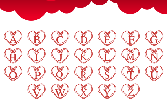 Ribbon Heart Font PNG with transparent background - Preview 1