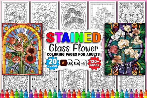 120 Stained Glass Flower Coloring Pages