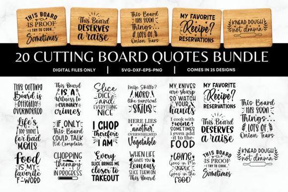 20 Funny Cutting Board Quotes SVG Bundle