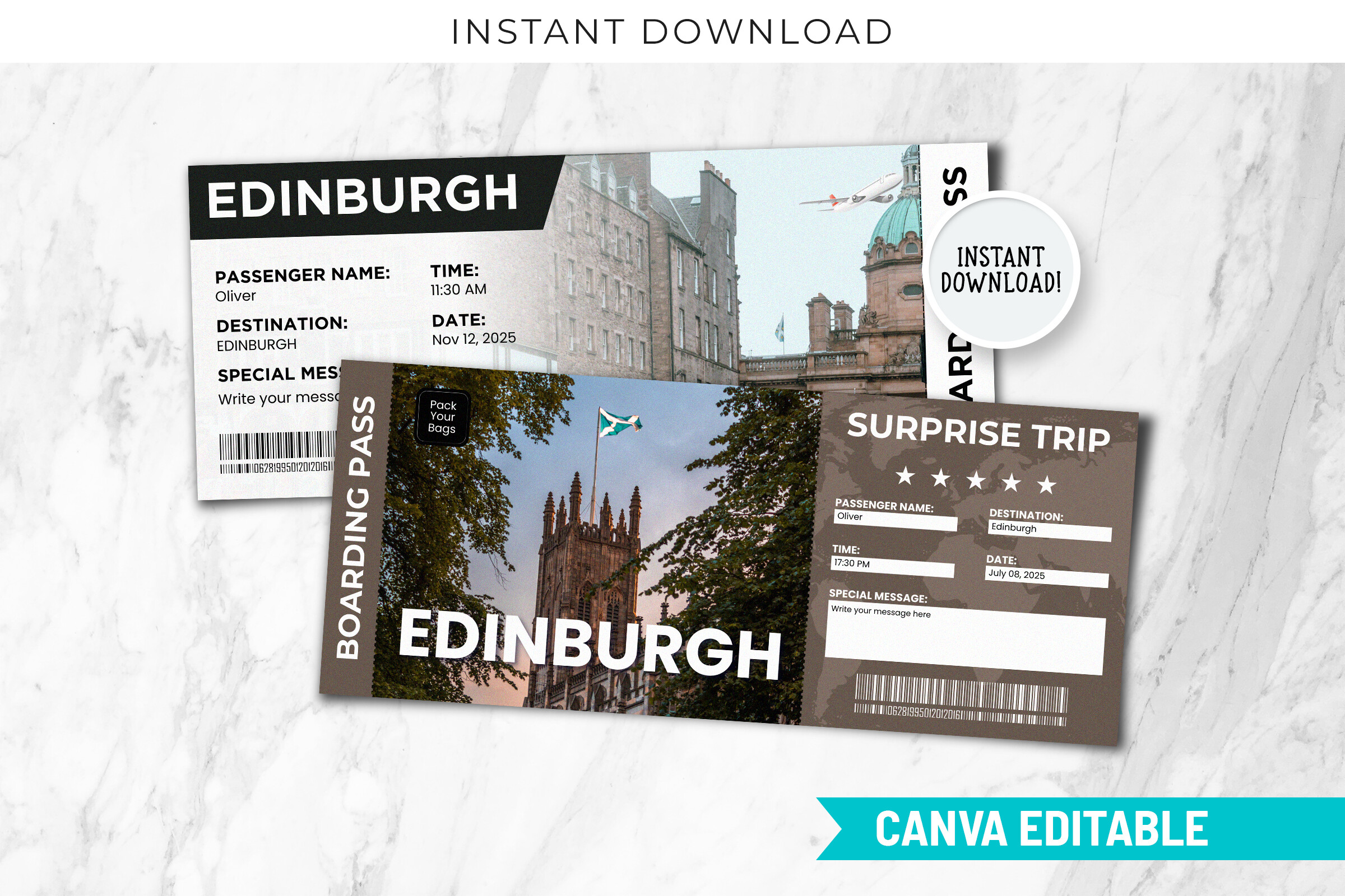 Custom Edinburgh Boarding Pass Template