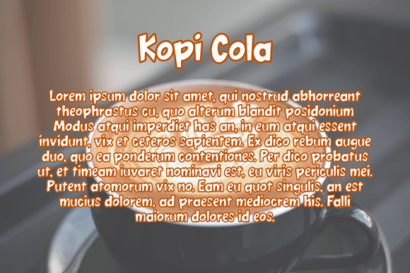 Kopi Cola Font PNG with transparent background - Preview 2
