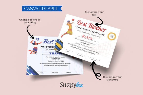 Boys Volleyball Certificate Template