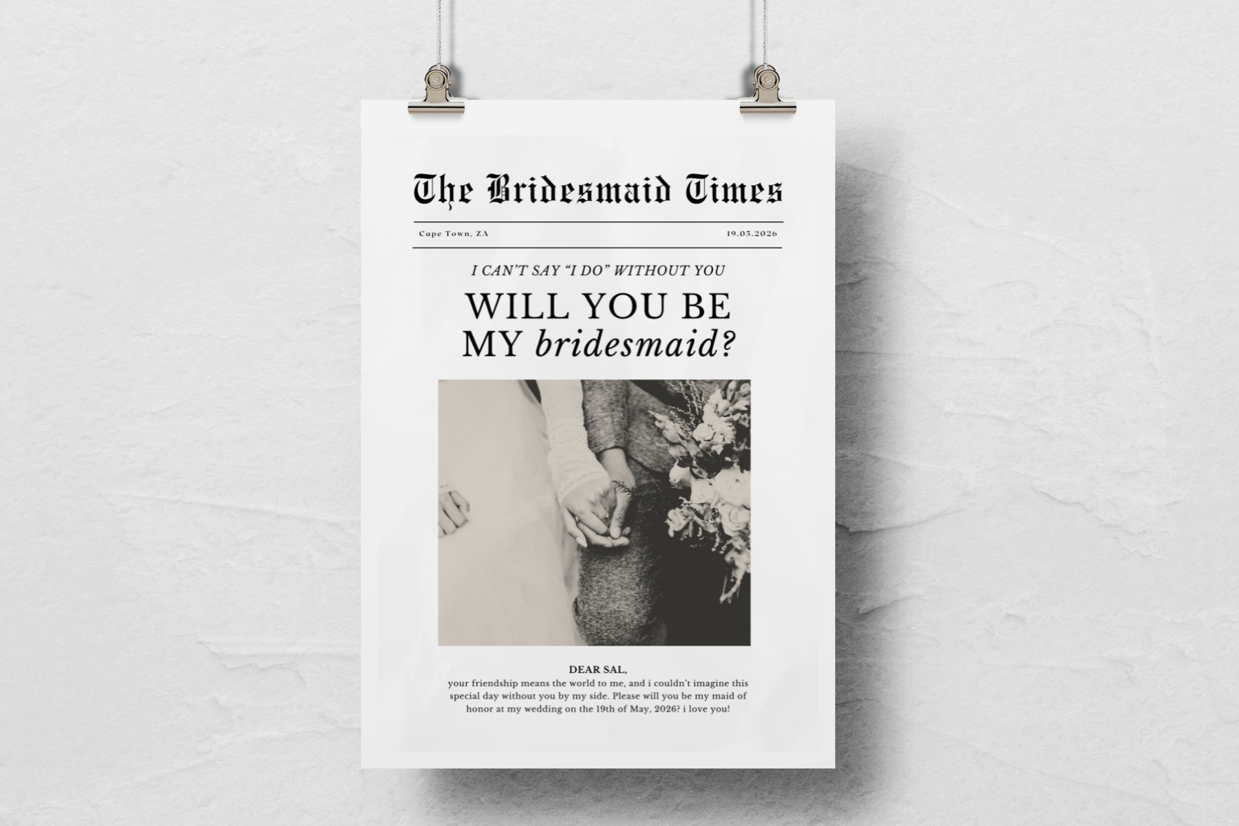 Bridesmaids Newspaper Invitation