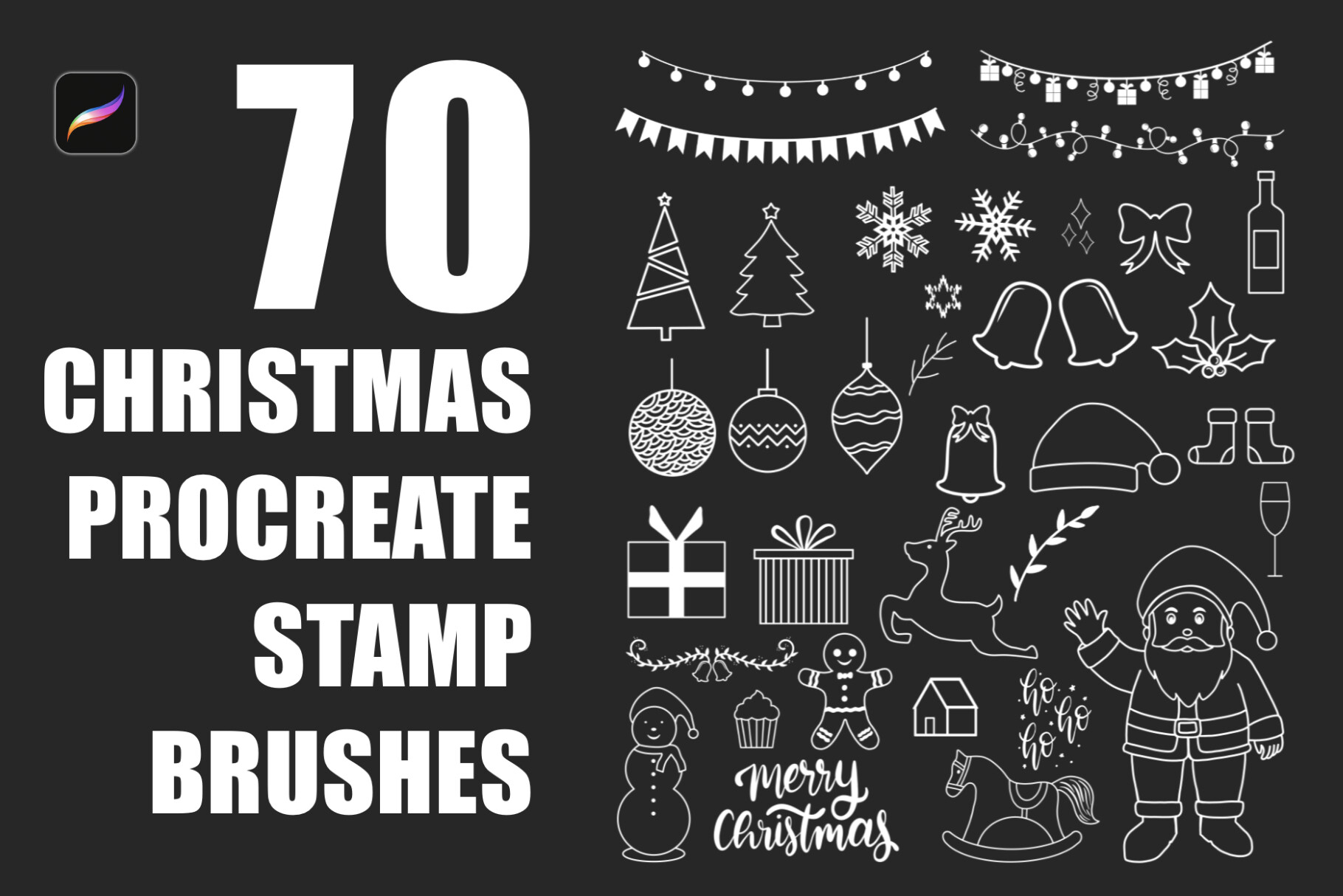 Christmas Procreate Stamp Brushes Graphic by Aivos · Creative Fabrica