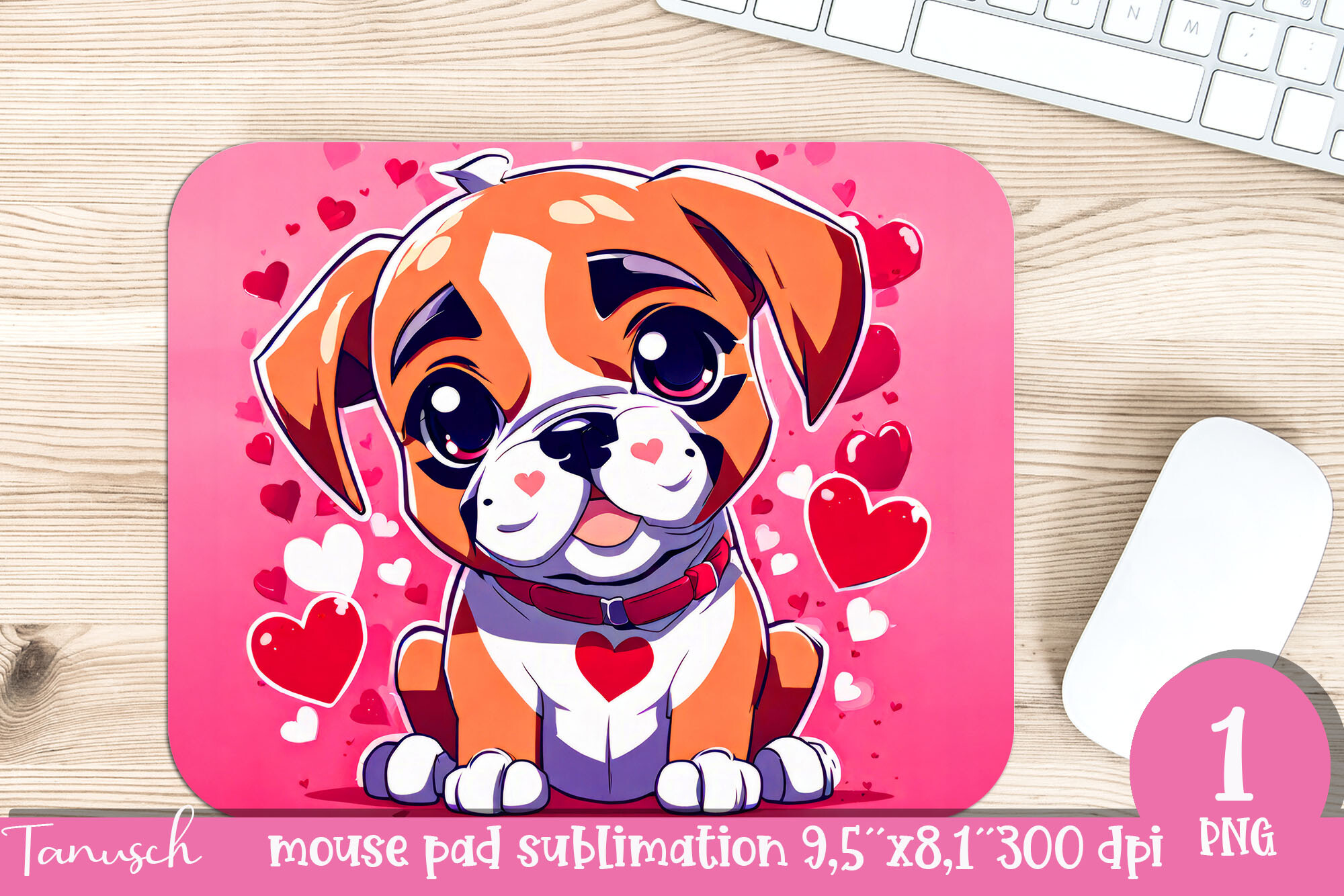 Boxer Mouse Cute Boxer Mouse Pad Sublimation Graphic by TanuschArts · Creative Fabrica